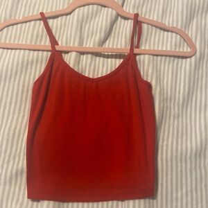 Red cropped tank top